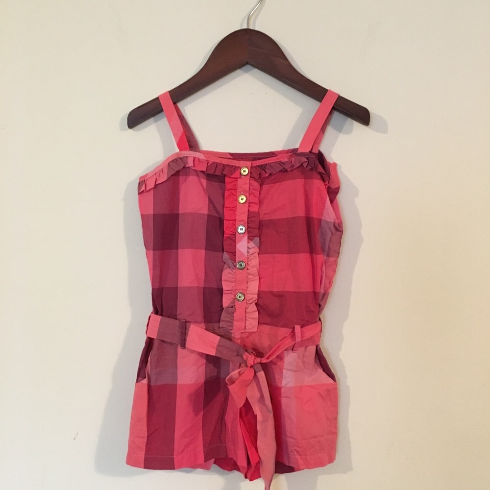 Burberry children’s 5y pink red check romper
